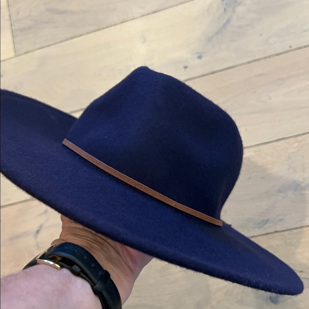 Wool Purple suede boho  Hat with Brown Accent, one size